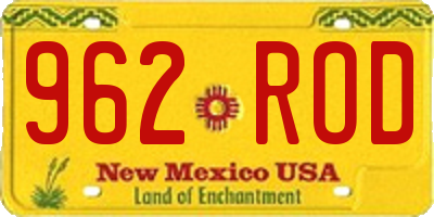 NM license plate 962ROD