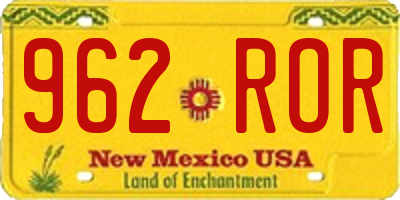 NM license plate 962ROR
