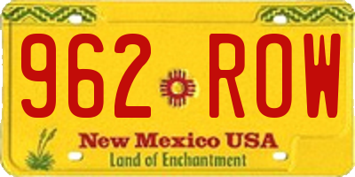 NM license plate 962ROW