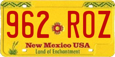NM license plate 962ROZ