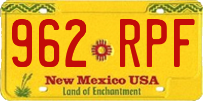 NM license plate 962RPF