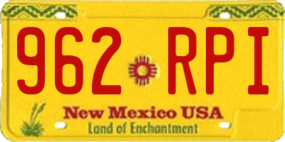NM license plate 962RPI