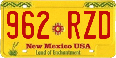 NM license plate 962RZD