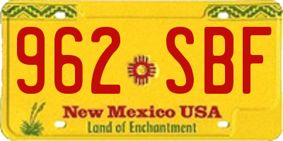 NM license plate 962SBF