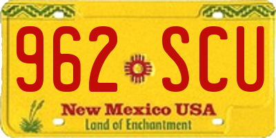 NM license plate 962SCU