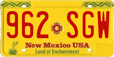 NM license plate 962SGW