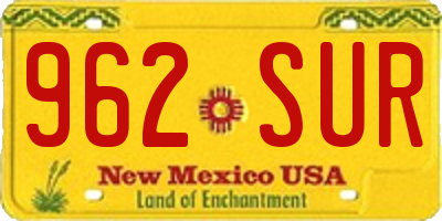 NM license plate 962SUR