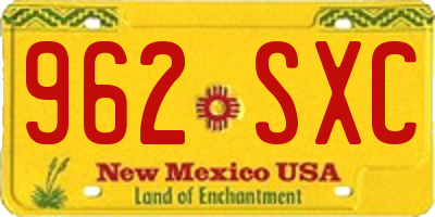 NM license plate 962SXC
