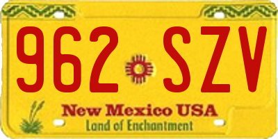 NM license plate 962SZV