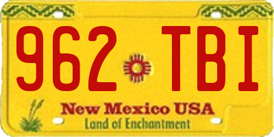 NM license plate 962TBI