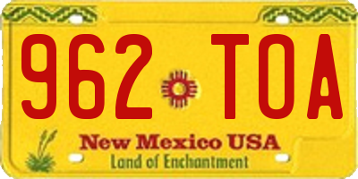NM license plate 962TOA