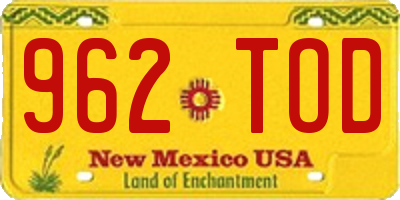 NM license plate 962TOD