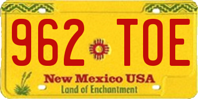 NM license plate 962TOE