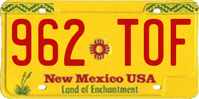 NM license plate 962TOF