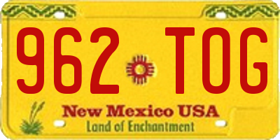 NM license plate 962TOG