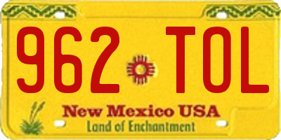NM license plate 962TOL