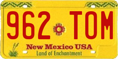 NM license plate 962TOM