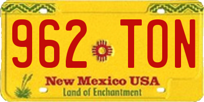 NM license plate 962TON