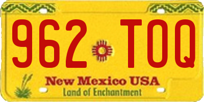 NM license plate 962TOQ