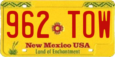 NM license plate 962TOW
