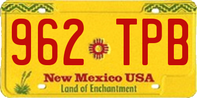 NM license plate 962TPB