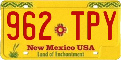 NM license plate 962TPY