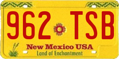 NM license plate 962TSB