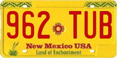 NM license plate 962TUB