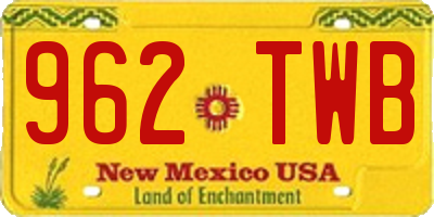 NM license plate 962TWB