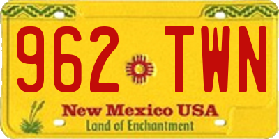 NM license plate 962TWN