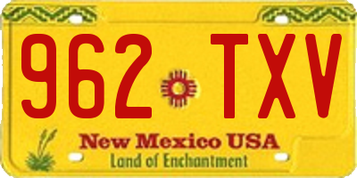 NM license plate 962TXV