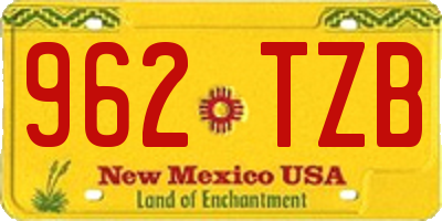 NM license plate 962TZB