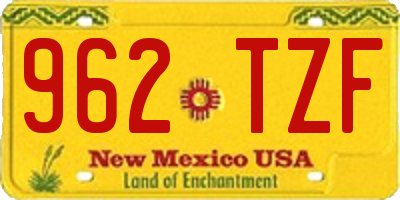 NM license plate 962TZF