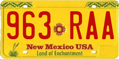 NM license plate 963RAA