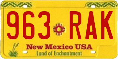 NM license plate 963RAK