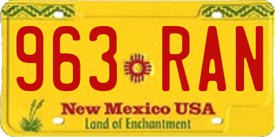 NM license plate 963RAN