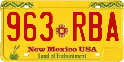 NM license plate 963RBA