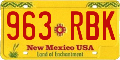 NM license plate 963RBK