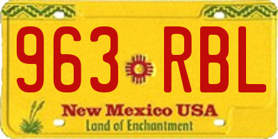 NM license plate 963RBL