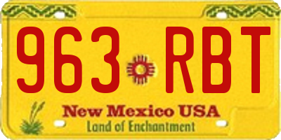 NM license plate 963RBT