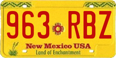 NM license plate 963RBZ