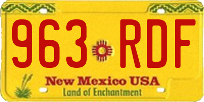 NM license plate 963RDF