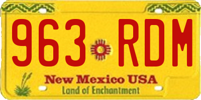 NM license plate 963RDM