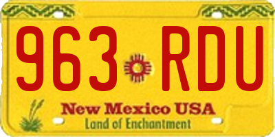 NM license plate 963RDU