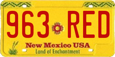 NM license plate 963RED