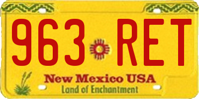 NM license plate 963RET