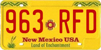 NM license plate 963RFD