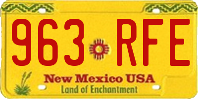 NM license plate 963RFE