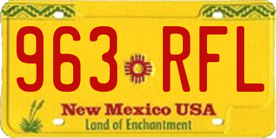 NM license plate 963RFL