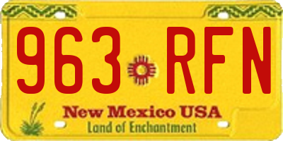 NM license plate 963RFN